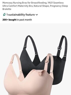 Momcozy Seamless Nursing Bra X2 - Black & Light Pink NWOT